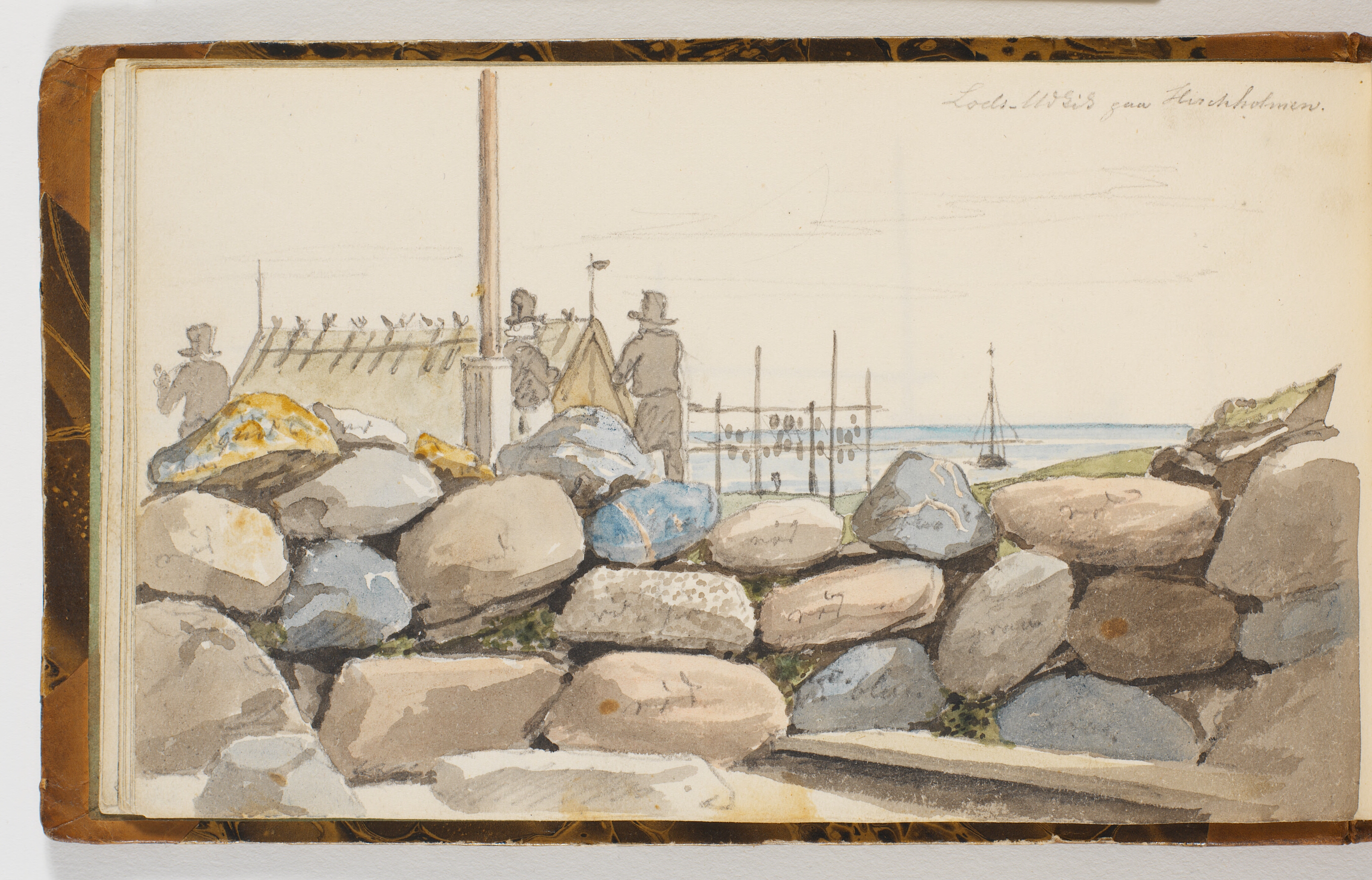 Kystlandskab med store sten i forgrunden